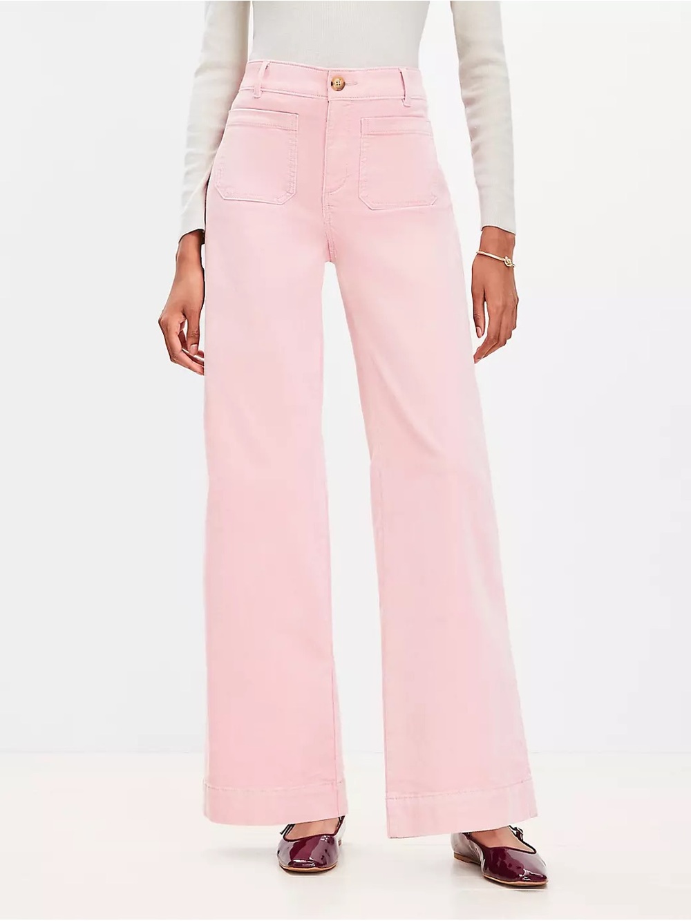 LOFT Pink Wide Leg Pants Size 8